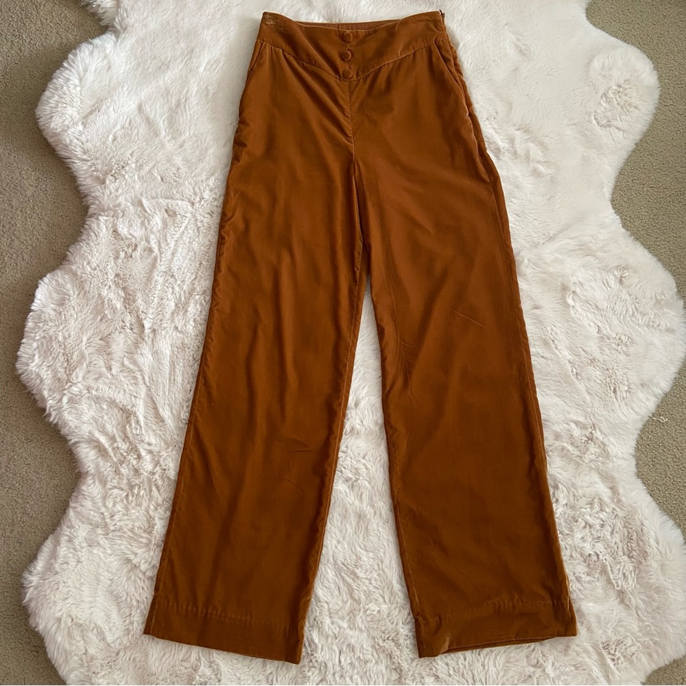 & OTHER STORIES High Waisted Velvet Trousers Burnt Orange